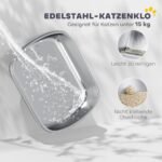 Nerūdijančio plieno uždara kačių tualeto dėžė didelėms katėms