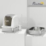 Nerūdijančio plieno uždaras kačių tualetas su smėlio filtru ir semtuvėliu – Paveikslėlis 3