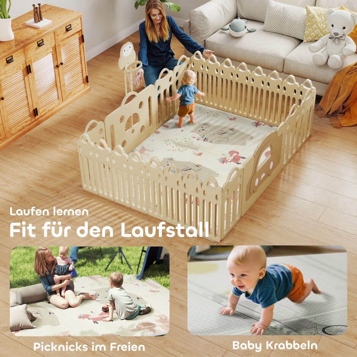 Neslystantis kūdikių žaidimų kilimėlis su 1,5 cm storu paminkštinimu – Paveikslėlis 8