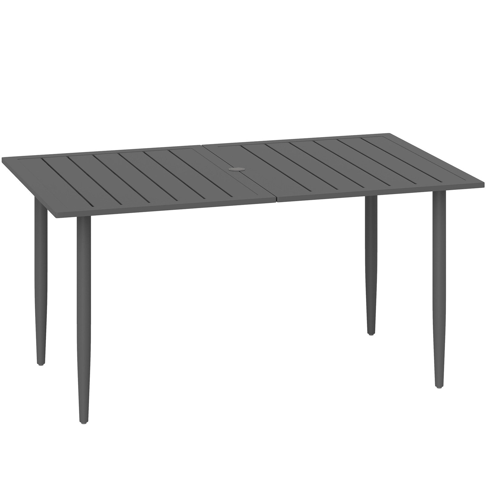 Oro sąlygoms atsparus lauko stalas 150x90 cm su skėčio anga