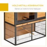 Smulkių gyvūnų narvas su pakeltu mediniu nameliu ir metaliniu aptvaru rakinamas – Paveikslėlis 6