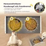 Paaukštintas šunų dubenėlių stovas su spintele ir lėto ėdimo dubeniu – Paveikslėlis 7