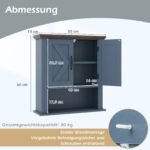 Pakabinama sieninė spintelė su reguliuojamomis lentynomis ir atviru skyriumi (Tamsiai mėlyna) – Paveikslėlis 2