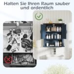 Pakabinama sieninė spintelė su reguliuojamomis lentynomis ir atviru skyriumi (Tamsiai mėlyna) – Paveikslėlis 4