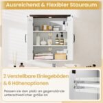 Pakabinama vonios spintelė su 2 durelėmis ir reguliuojamomis lentynomis (Balta) – Paveikslėlis 5