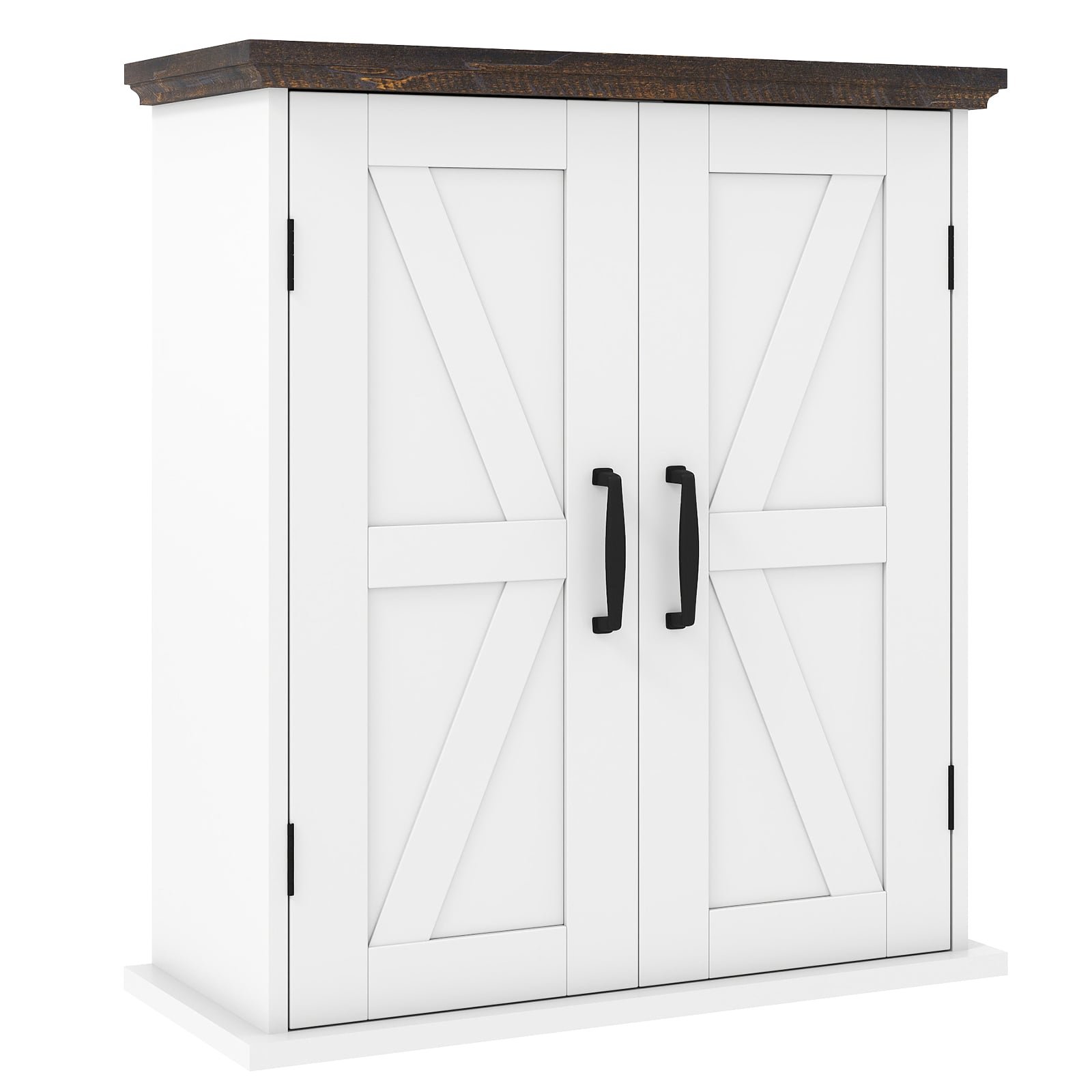 Pakabinama vonios spintelė su 2 durelėmis ir reguliuojamomis lentynomis (Balta)