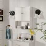 Pakabinama vonios spintelė su dviem durelėmis ir atvira lentyna (Balta) – Paveikslėlis 3