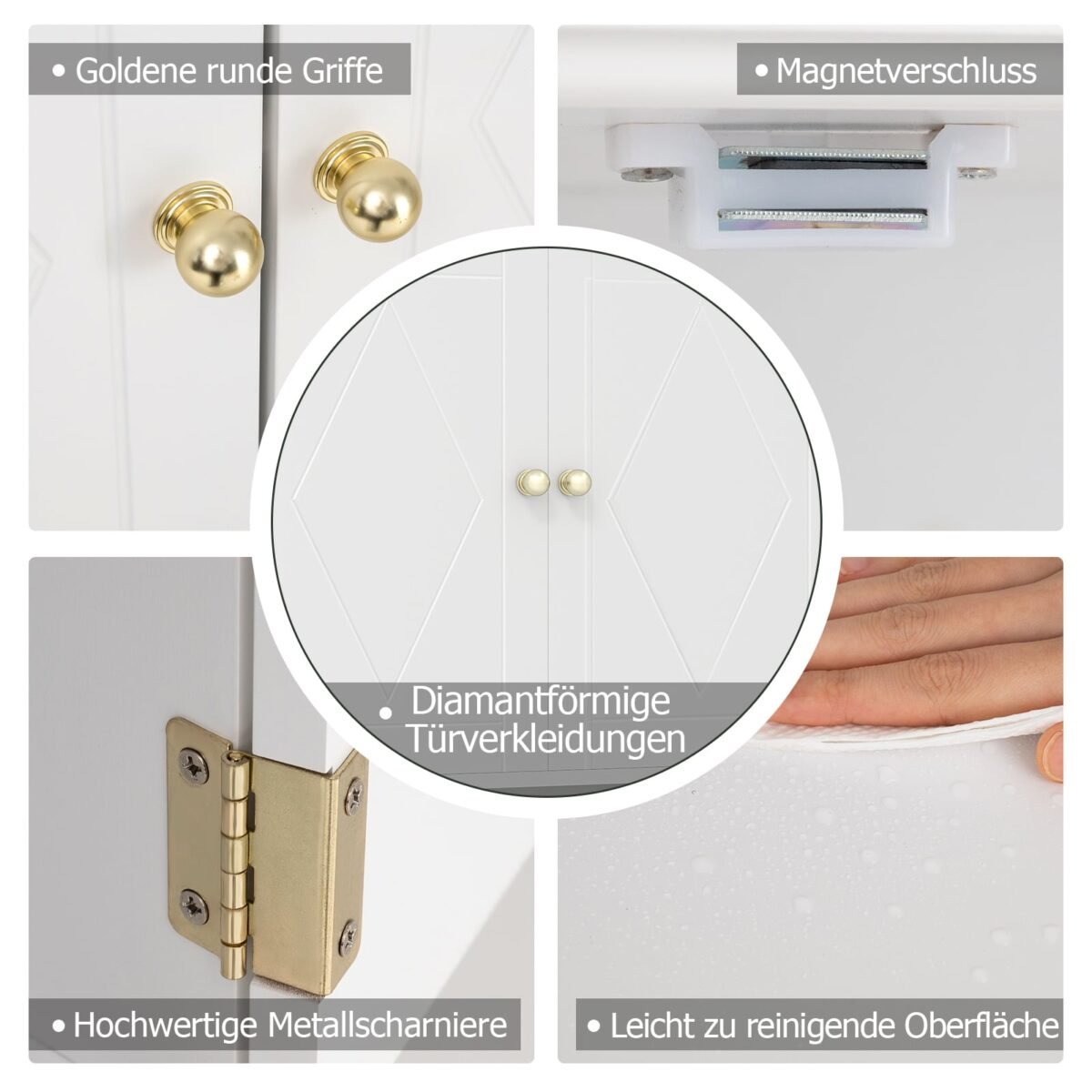 Pakabinama vonios spintelė su dviem durelėmis ir atvira lentyna (Balta) – Paveikslėlis 4