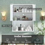 Pakabinama vonios spintelė su dviem durelėmis ir atvira lentyna (Balta) – Paveikslėlis 5