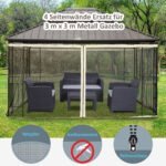 Pakaitinis tinklelis nuo uodų sodo pavėsinei, 3x4 m, 4 atskiri skydai su užtrauktukais – Paveikslėlis 4