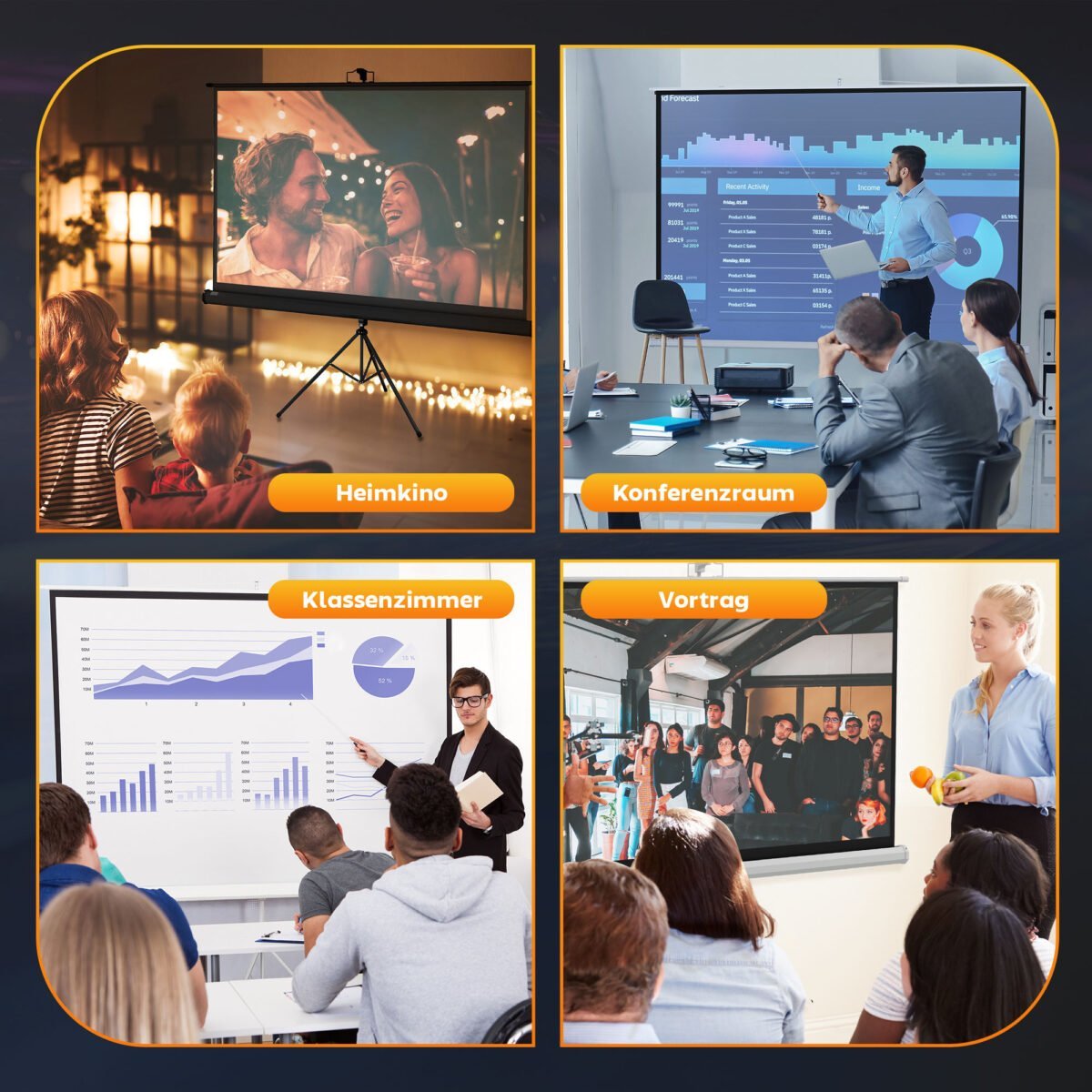 Pastatomas ištraukiamas projektoriaus ekranas 100 colių – Paveikslėlis 8