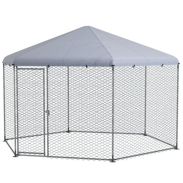 Paukščių aptvaras iš cinkuoto plieno su apsauginiu stogu