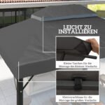 Paviljono atsarginis stogas 3 x 4 m su vandens nutekėjimo angomis ir UPF30+ apsauga nuo saulės – Paveikslėlis 5