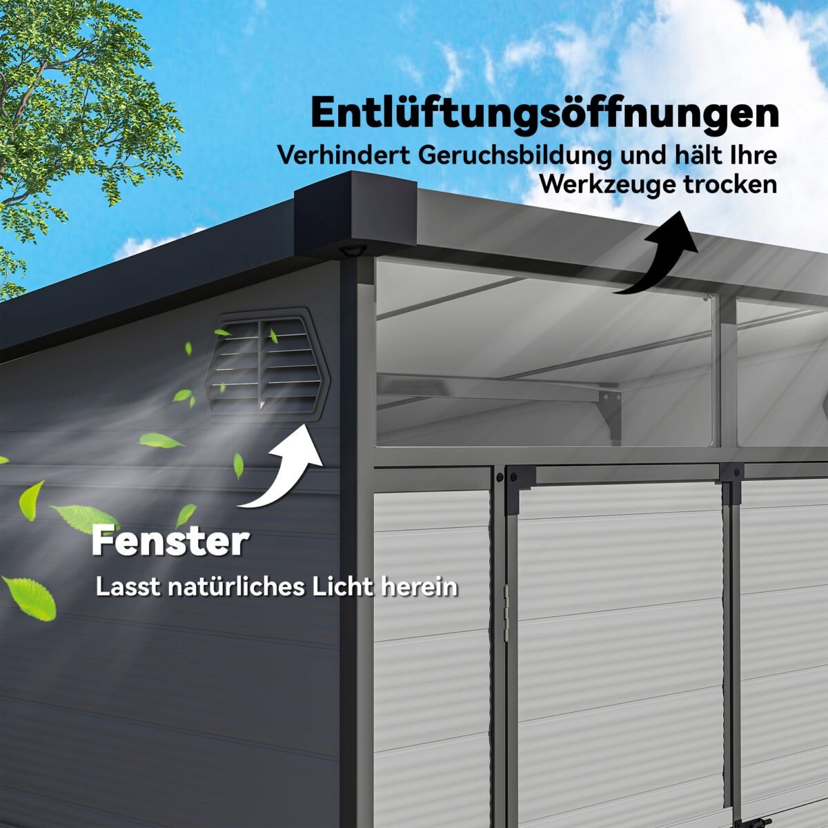 Plastikinis lauko sandėliukas su dvigubomis durimis – Paveikslėlis 6