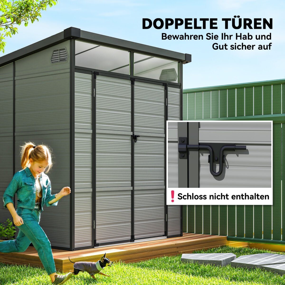 Plastikinis lauko sandėliukas su dvigubomis durimis – Paveikslėlis 7
