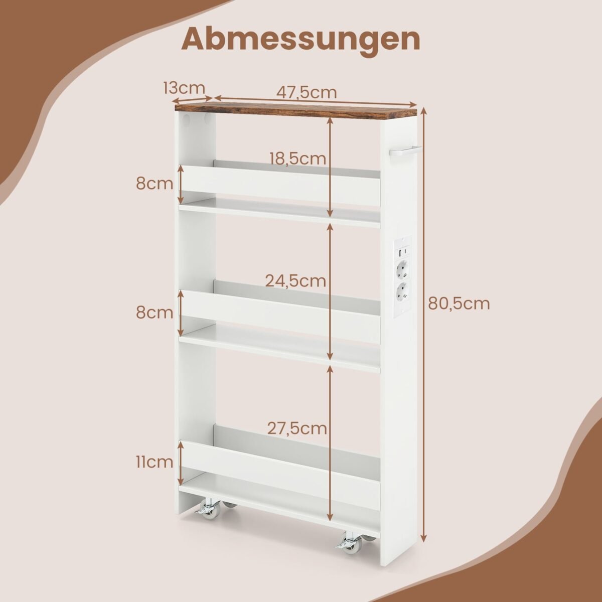 Plonas 4 pakopų vežimėlis su įkrovimo stotele (Rusvai ruda) – Paveikslėlis 2