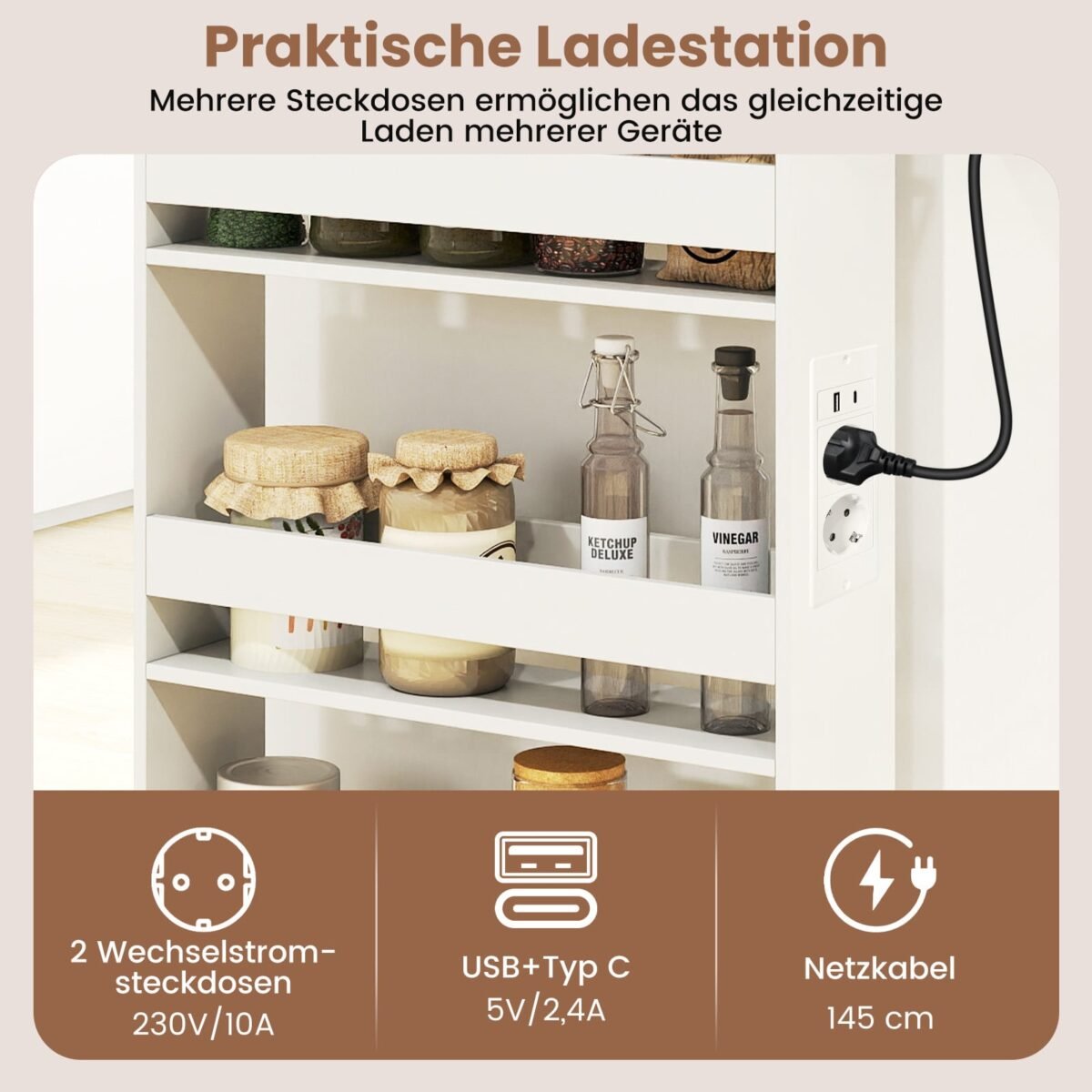 Plonas 4 pakopų vežimėlis su įkrovimo stotele (Rusvai ruda) – Paveikslėlis 3