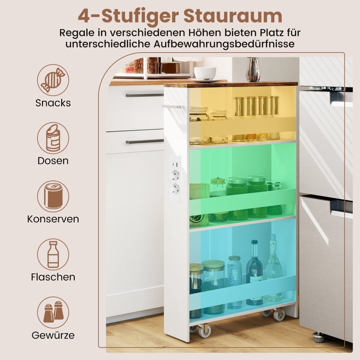 Plonas 4 pakopų vežimėlis su įkrovimo stotele (Rusvai ruda) – Paveikslėlis 4