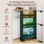 Plonas 4 pakopų virtuvės vežimėlis su įkrovimo stotele (Juoda) – Paveikslėlis 4