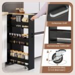 Plonas 4 pakopų virtuvės vežimėlis su įkrovimo stotele (Juoda) – Paveikslėlis 5