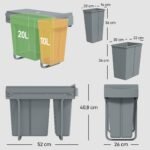 Po spintele montuojama ištraukiama šiukšliadėžė su 2 išimamomis talpomis 30 L – Paveikslėlis 3