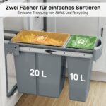 Po spintele montuojama ištraukiama šiukšliadėžė su 2 išimamomis talpomis 30 L – Paveikslėlis 5