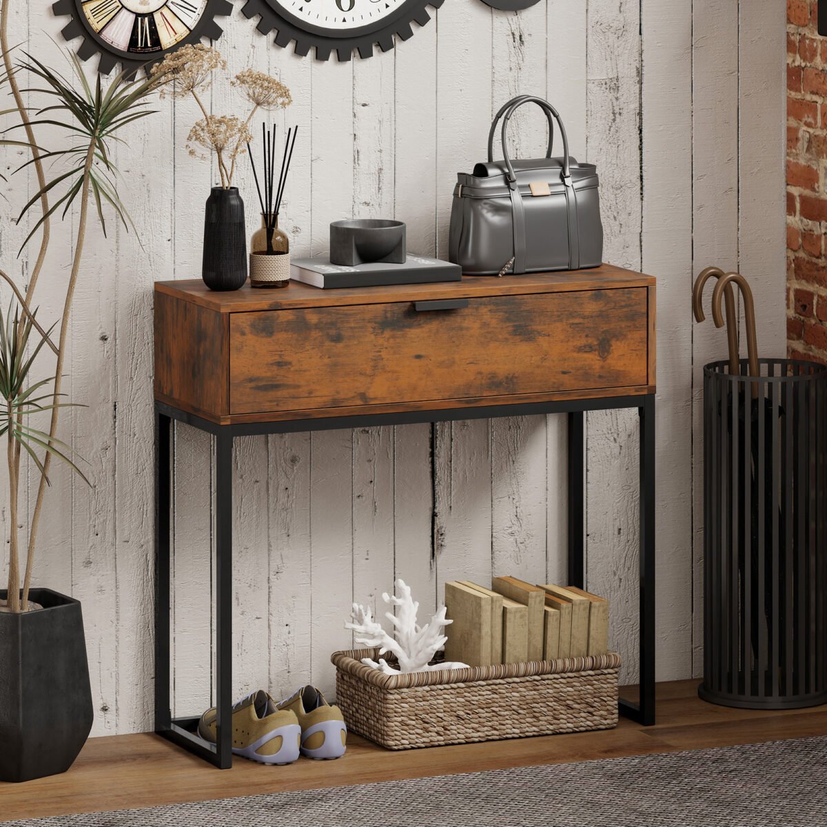 Pramoninio dizaino konsolinis staliukas su stalčiumi – Paveikslėlis 2