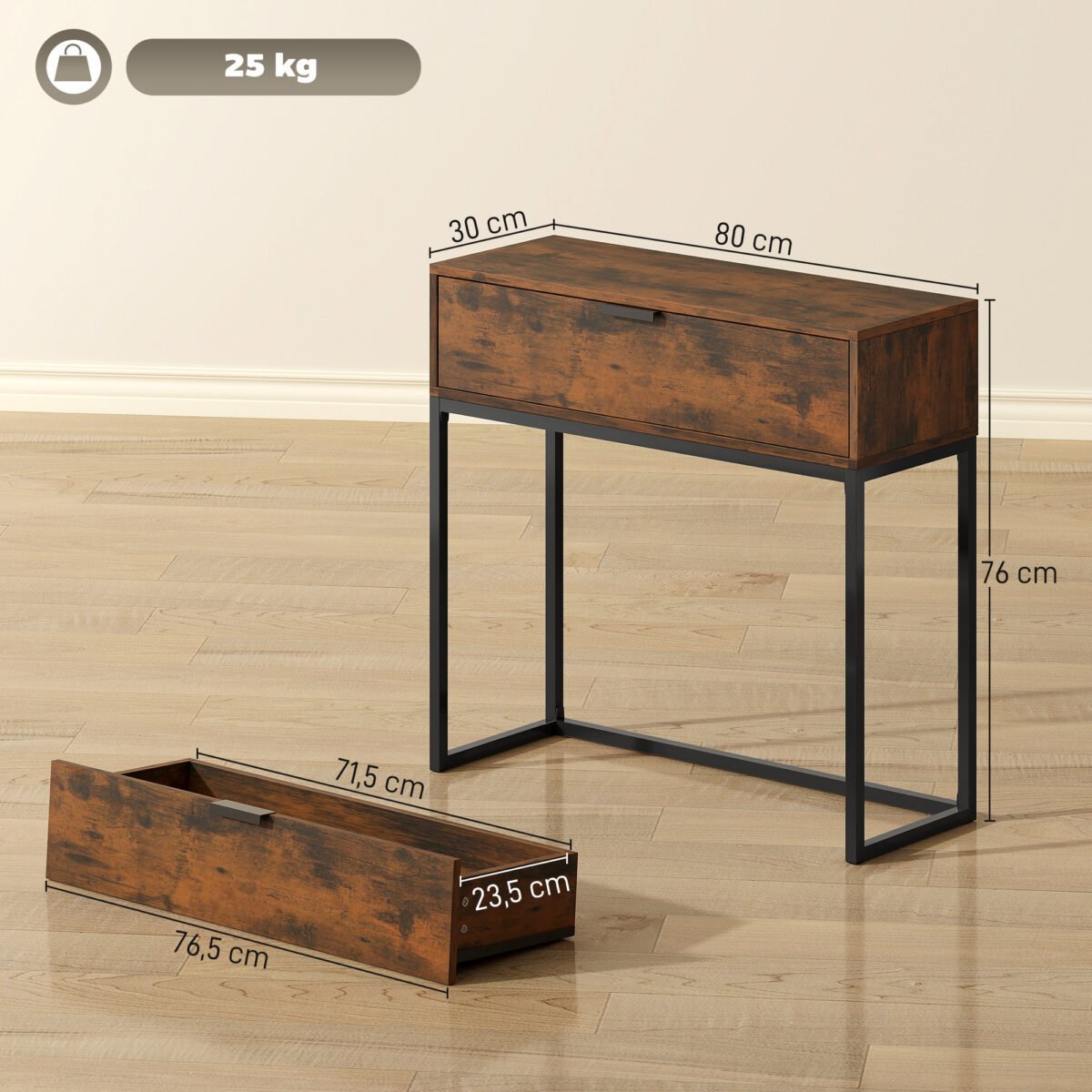 Pramoninio dizaino konsolinis staliukas su stalčiumi – Paveikslėlis 3