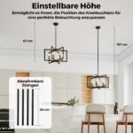 Pramoninio stiliaus pakabinamas šviestuvas su 6 lempučių lizdais ir reguliuojamu aukščiu (Juoda) – Paveikslėlis 3