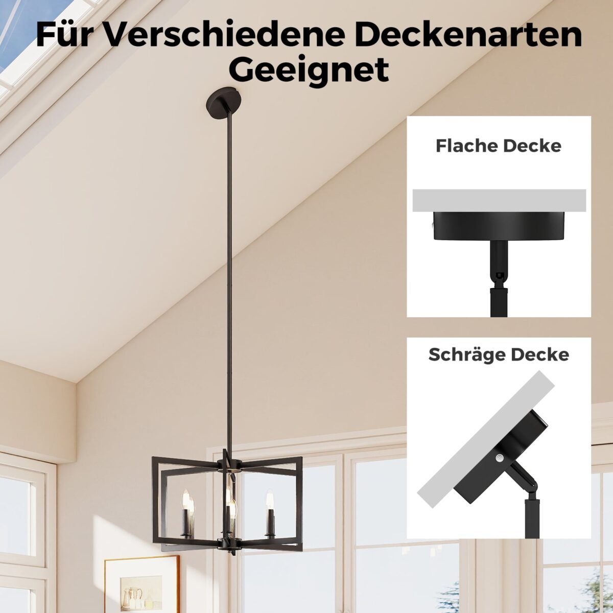 Pramoninio stiliaus pakabinamas šviestuvas su 6 lempučių lizdais ir reguliuojamu aukščiu (Juoda) – Paveikslėlis 4