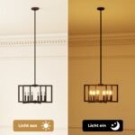 Pramoninio stiliaus pakabinamas šviestuvas su 6 lempučių lizdais ir reguliuojamu aukščiu (Juoda) – Paveikslėlis 5