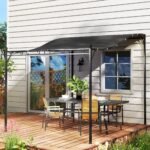 Pergola prie sienos metaliniu rėmu, atspari vandeniui 3x2,5 m
