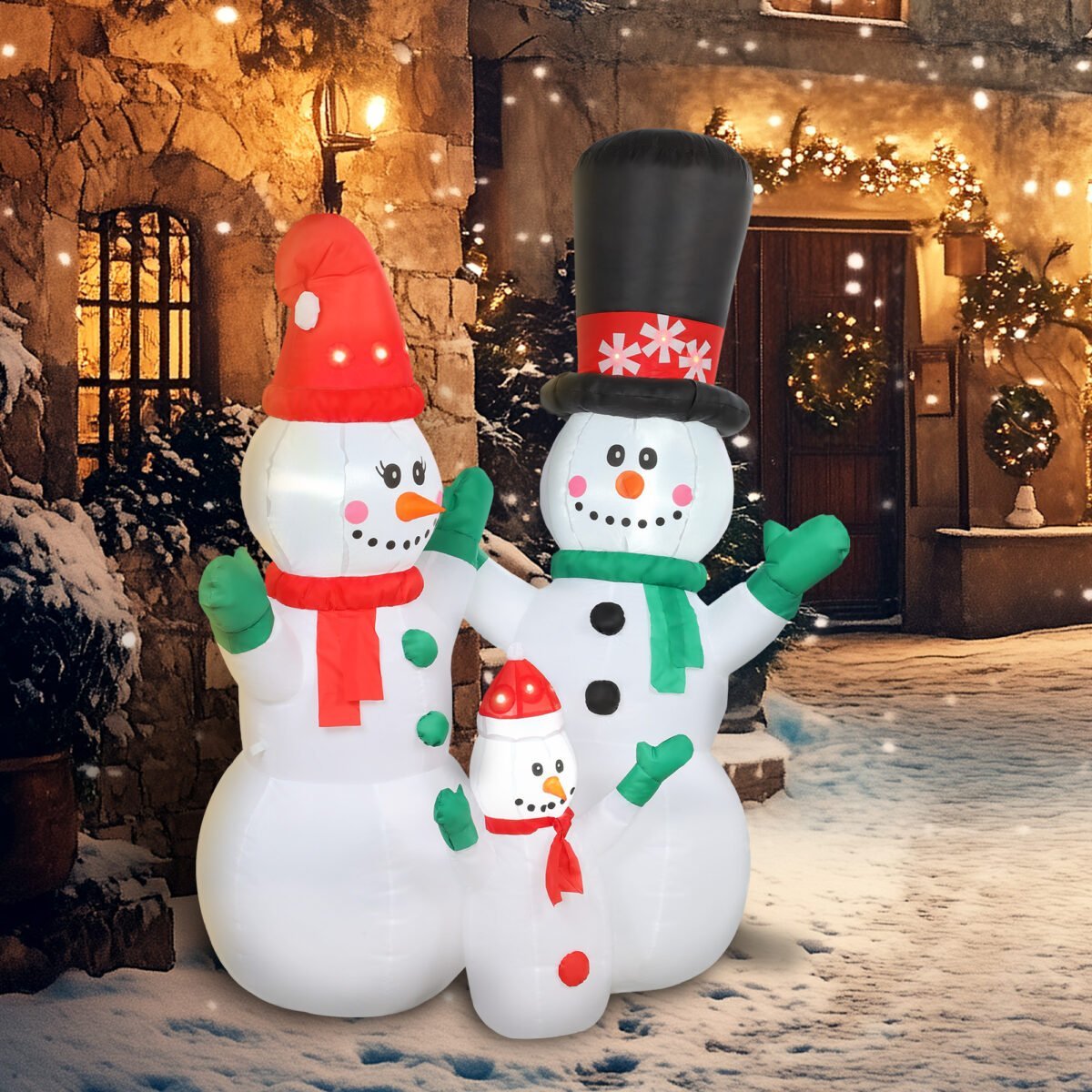 Pripučiama Sniego senių šeimos figūra su LED apšvietimu, 1,8 m aukščio, vidaus ir lauko erdvėms – Paveikslėlis 8