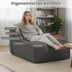 Pripučiamas ergonomiškas poilsio krėslas su nuimamu užvalkalu (Pilka) – Paveikslėlis 3