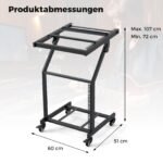 Profesionalus dviejų lygių garso aparatūros stovas su reguliuojamomis atramomis ir užrakinamais ratukais (Juoda) – Paveikslėlis 2