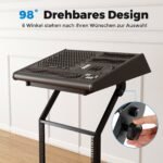 Profesionalus dviejų lygių garso aparatūros stovas su reguliuojamomis atramomis ir užrakinamais ratukais (Juoda) – Paveikslėlis 4