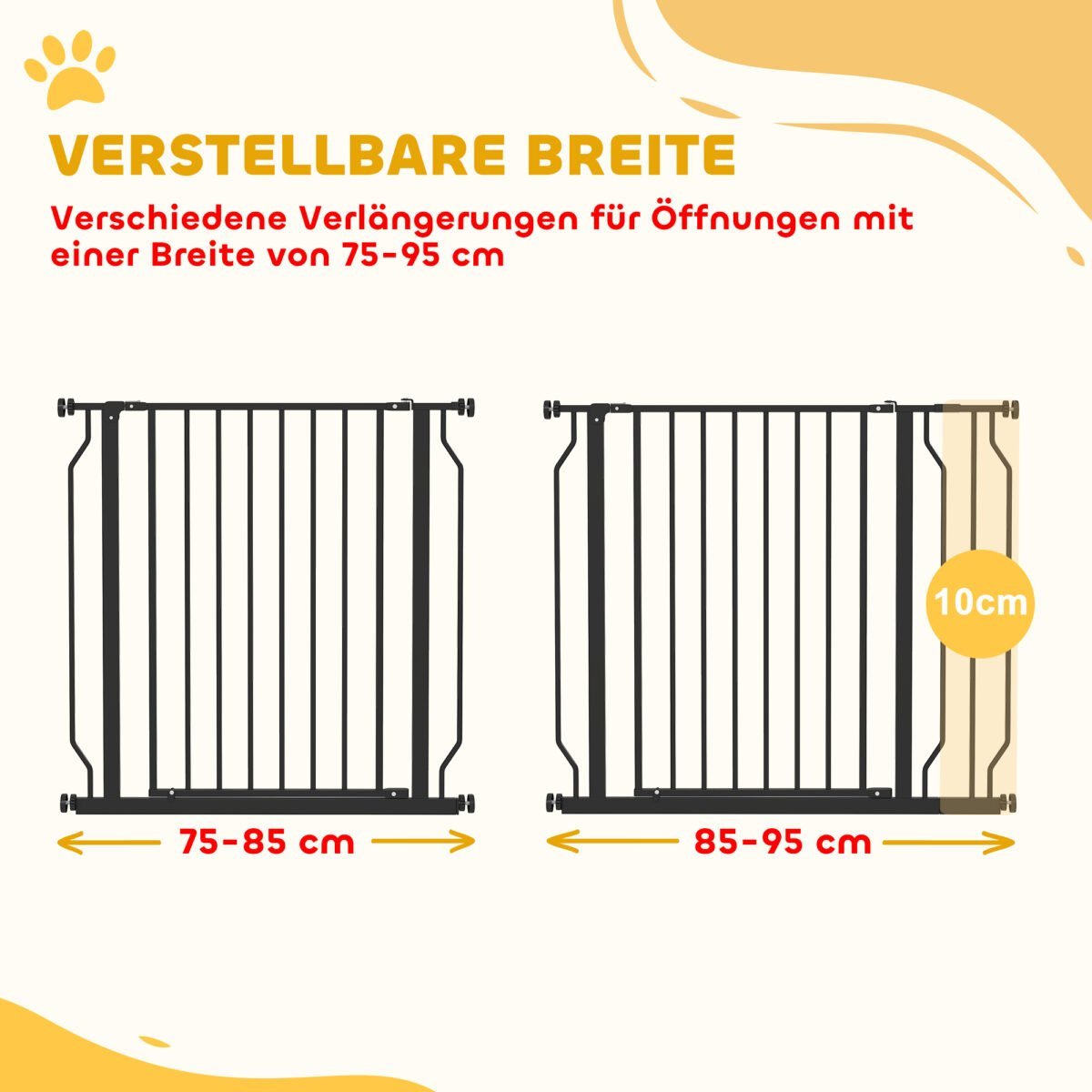 Reguliuojamo 75–95 cm pločio gyvūnų apsaugos varteliai, montuojami be gręžimo – Paveikslėlis 4