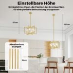 Reguliuojamo aukščio 6 šviesos šaltinių pakabinamas šviestuvas (Auksinė) – Paveikslėlis 3