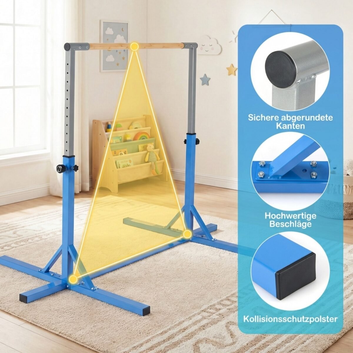 Reguliuojamo aukščio gimnastikos skersinis (Mėlyna) – Paveikslėlis 4