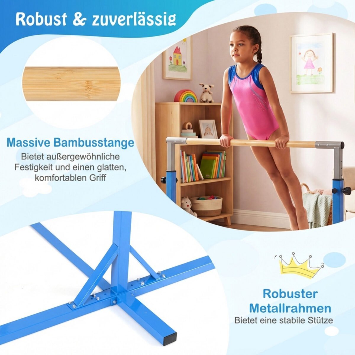 Reguliuojamo aukščio gimnastikos skersinis (Mėlyna) – Paveikslėlis 5