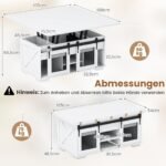 Reguliuojamo aukščio kavos staliukas su stumdomomis durelėmis kaimiško stiliaus (Balta) – Paveikslėlis 2