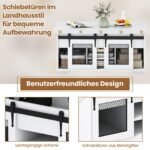 Reguliuojamo aukščio kavos staliukas su stumdomomis durelėmis kaimiško stiliaus (Balta) – Paveikslėlis 3