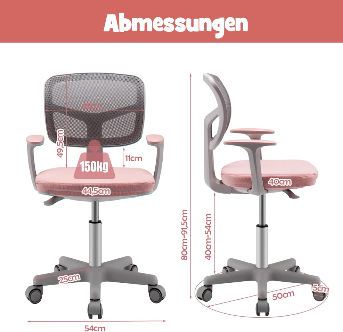 Reguliuojamo aukščio vaikiškas rašomasis stalas su ergonomiška kėde (Rožinė) – Paveikslėlis 5