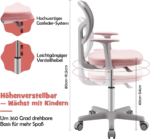 Reguliuojamo aukščio vaikiškas rašomasis stalas su ergonomiška kėde (Rožinė) – Paveikslėlis 6