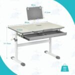 Reguliuojamo aukščio vaikiško stalo ir kėdės komplektas su pasukama kėde (Pilka)