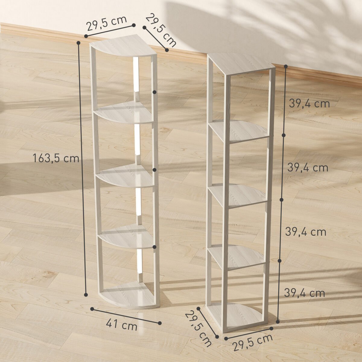 Reguliuojamo ryškumo kampinis pastatomas LED šviestuvas su 4 lentynomis – Paveikslėlis 3