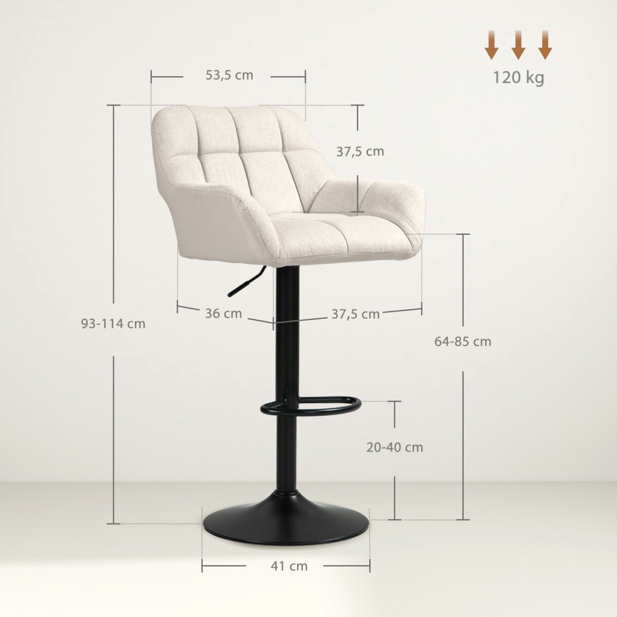 Retro dizaino reguliuojamo aukščio baro kėdžių komplektas (2 vnt.) – Paveikslėlis 3