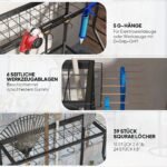 Rūdijimui atsparus trijų pakopų sodo įrankių stovas su kabliais – Paveikslėlis 4