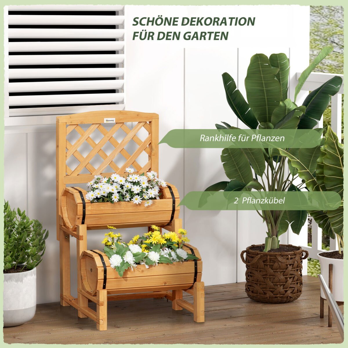 Rustikinio dizaino pakeltas gėlynas su kopėtėlėmis – Paveikslėlis 4