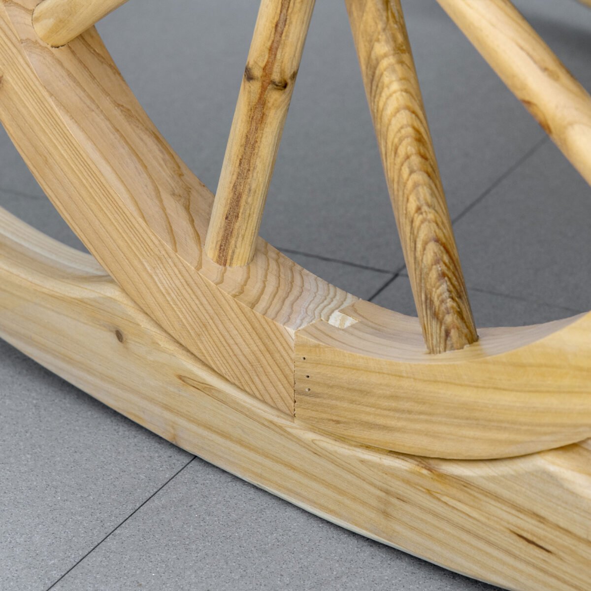 Rustiškas vežimo rato dizaino supamas orams atsparus sodo krėslas – Paveikslėlis 9